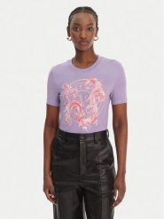 Versace Jeans Couture T-Shirt 80HAHE01 CJ02E Fioletowy Slim Fit. Fioletowe t-shirty Versace Jeans Couture, s, bez wzorów, z bawełny, bez kołnierzyka, bez ramiączek. Za 739.99 zł.