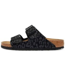 Klapki Birkenstock Arizona, Synthetics Damskie. Czarne klapki Birkenstock, bez wzorów, z materiału, wizytowe, bez obcasa, bez zapięcia. Za 430.25 zł.