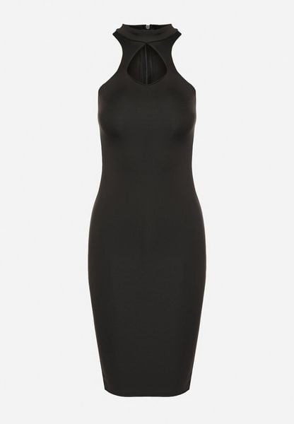 Czarna Dopasowana Sukienka Bez Rękawów z Wycięciem przy Dekolcie Galoriena. Czarne sukienki Born2be, na co dzień, m, bez wzorów, casualowe, bez kołnierzyka, bez ramiączek, dopasowane. Za 69.99 zł.