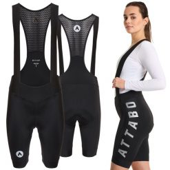 Spodenki rowerowe damskie ATTABO Kirun WMNS Bib Shorts. Czarne szorty sportowe ATTABO, bez wzorów, z elastanu, na fitness i siłownię. Za 129.99 zł.