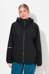 Damskie Funkcjonalna kurtka hybrydowa HYPRAR wodoodporna ze stretchem. Czarne kurtki Ulla Popken, plus size, bez wzorów, z materiału, z kapturem. Za 639.99 zł.