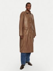 Herskind Płaszcz przejściowy Halston 5470175 Brązowy Loose Fit. Brązowe płaszcze Herskind, bez wzorów, ze skóry, bez kaptura. Za 2,369.00 zł.
