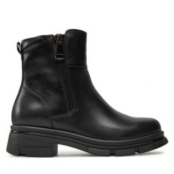 Botki Caprice. Czarne botki Caprice, bez wzorów, bez obcasa, na płaskiej podeszwie, bez zapięcia. Za 279.99 zł.