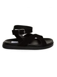 Steve Madden Skórzane sandały w kolorze czarnym rozmiar: 36. Czarne sandały Steve Madden, bez wzorów, ze skóry, klasyczne, z otwartym noskiem, bez obcasa, bez zapięcia. Za 195.45 zł.