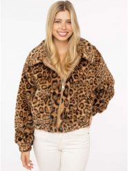 Zwillingsherz Kurtka pluszowa "Leo" w kolorze jasnobrązowo-czarnym rozmiar: S/M. Brązowe kurtki Zwillingsherz, m, bez wzorów, bez kaptura. Za 240.99 zł.