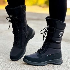 Czarne zimowe śniegowce damskie z membraną American Club Softshell Sn07/25. Czarne śniegowce American CLUB, bez wzorów, z jeansu, bez zapięcia. Za 259.00 zł.