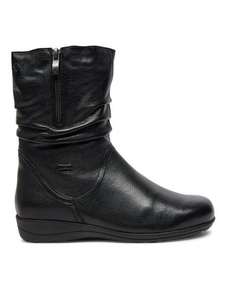 Caprice Botki 9-26456-43 Czarny. Czarne botki Caprice, bez wzorów, ze skóry, bez obcasa, na płaskiej podeszwie, bez zapięcia. Za 549.99 zł.