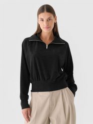 4F Bluza dresowa z weluru nierozpinana bez kaptura damska - czarna L. Czarne bluzy 4f, l, bez wzorów, z dresówki, bez kaptura. W wyprzedaży za 69.99 zł.