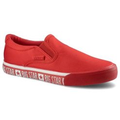Czerwone Tenisówki Big Star Modne Obuwie Damskie. Czerwone trampki BIG STAR, z aplikacjami, retro, bez zapięcia. Za 89.99 zł.