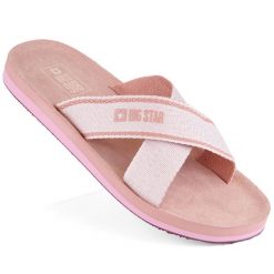 Klapki damskie basenowe plażowe różowe Big Star NN274A058. Czerwone klapki BIG STAR, bez wzorów, z materiału, retro, bez obcasa, bez zapięcia. Za 71.99 zł.