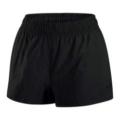 Spodenki szorty damskie Speedo Essentials. Czarne szorty sportowe Speedo, bez wzorów, z lycry. Za 118.58 zł.