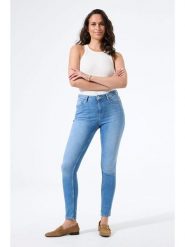 Garcia Dżinsy "Celia" - Skinny fit - w kolorze niebieskim rozmiar: W30. Niebieskie jeansy Garcia, z aplikacjami, ze skóry, klasyczne, z podwyższonym stanem. Za 173.99 zł.