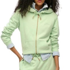 Damska bluza z kapturem zapinana na zamek Superdry Essential Logo Hb. Zielone bluzy Superdry, m, bez wzorów, z bawełny, eleganckie, bez ramiączek, z kapturem. Za 349.65 zł.