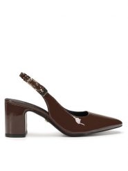 GINO ROSSI Czółenka JORDANA-115997 Brązowy. Brązowe czółenka Gino Rossi, bez wzorów, z lakierowanej skóry, bez obcasa, bez zapięcia. Za 299.99 zł.