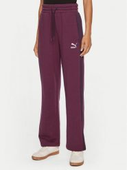 Puma Spodnie dresowe T7 High Waist Track 626798 44 Bordowy Regular Fit. Czerwone spodnie dresowe Puma, bez wzorów, z bawełny. Za 169.99 zł.