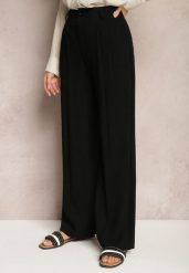 Czarne Szerokie Spodnie High Waist z Lnu i Wiskozy Apoises. Czarne jeansy Renee, na lato, l, bez wzorów, z jeansu, eleganckie, z podwyższonym stanem, długie. W wyprzedaży za 67.99 zł.