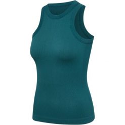 Bezszwowy damski top prążkowany Hummel Pulse. Zielone topy Hummel, bez wzorów, prążkowane, sportowe, bez kołnierzyka, bez ramiączek. Za 163.50 zł.