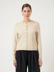 YAS Kardigan "Yas" w kolorze kremowym rozmiar: M. Brązowe swetry YAS, m, bez wzorów, bez ramiączek. Za 173.99 zł.