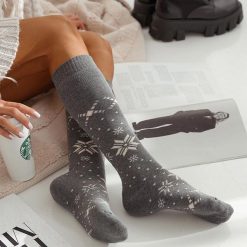 Podkolanówki damskie frotte Gwiazdki 1109 gr. Szare skarpetki Milena, bez wzorów, z bawełny. Za 34.00 zł.