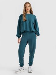 4F Spodnie dresowe joggery z modalem damskie - turkusowe M. Niebieskie spodnie dresowe 4f, bez wzorów, z dresówki. Za 169.99 zł.