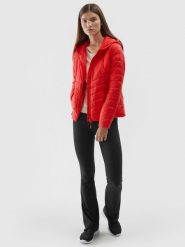 Kurtka puchowa Primaloft Black Eco damska - czerwona. Czerwone kurtki 4f, s, bez wzorów, z puchu, z kapturem. W wyprzedaży za 249.99 zł.
