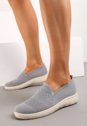 Szare Tenisówki w Stylu Mokasynów Sportowych z Elastyczną Cholewką Meeporis. Szare trampki Born2be, bez wzorów, z bawełny, eleganckie, bez zapięcia. Za 109.99 zł.