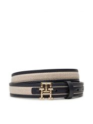 Tommy Hilfiger Pasek Damski Th Logo 2.5 Canvas AW0AW17249 Granatowy. Niebieskie paski Tommy Hilfiger, bez wzorów, z materiału. Za 289.99 zł.