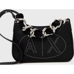 Armani Exchange torebka kolor czarny. Czarne listonoszki Armani Exchange, bez wzorów, bez dodatków. Za 539.99 zł.