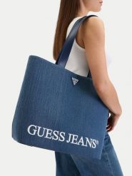 Guess Jeans Torebka CWBEO-GUESS-B-010-09 Granatowy. Niebieskie shopper bag Guess Jeans, z aplikacjami, z jeansu, bez dodatków. Za 249.99 zł.
