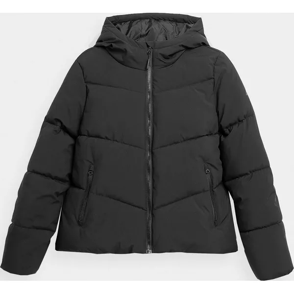 Kurtka puchowa pikowana damska. Niebieskie kurtki 4f, na zimę, s, bez wzorów, z puchu, bez kaptura. Za 399.99 zł.