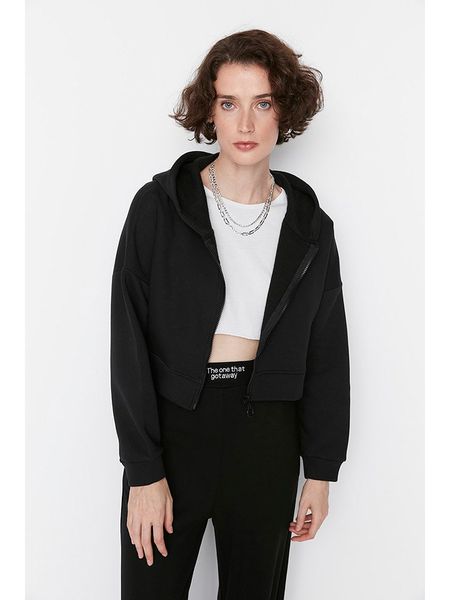 Trendyol Bluza w kolorze czarnym rozmiar: L. Czarne bluzy Trendyol, l, bez wzorów, bez ramiączek, bez kaptura. Za 52.99 zł.
