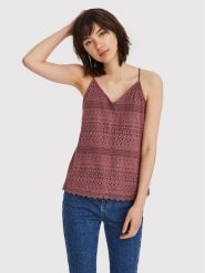 Vero Moda Top Honey 10190150 Bordowy Regular Fit. Czerwone topy Vero Moda, m, bez wzorów, z bawełny, bez kołnierzyka, bez ramiączek. Za 59.99 zł.