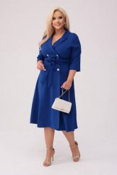 Elegancka szafirowa żakietowa sukienka Marietta XXL OVERSIZE WIOSNA. Niebieskie sukienki Moda Size Plus Iwanek, do pracy, l, bez wzorów, z elastanu, biznesowe, bez kołnierzyka, bez ramiączek, mini, oversize. Za 325.00 zł.