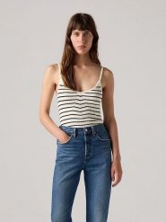Levi's Top w kolorze kremowo-czarnym rozmiar: M. Brązowe topy Levi's, m, bez wzorów, prążkowane, bez kołnierzyka, bez ramiączek. Za 101.23 zł.