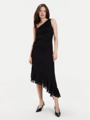 TWINSET Sukienka koktajlowa 241TT2093 Czarny Regular Fit. Czarne sukienki Twinset, bez wzorów, z wiskozy, wizytowe, bez kołnierzyka, bez ramiączek. Za 459.99 zł.