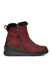 Go Soft Botki CEO-WI23-NUREN-01 Bordowy. Czerwone botki GO SOFT, bez wzorów, z nubiku, bez obcasa, na koturnie, bez zapięcia. Za 179.99 zł.