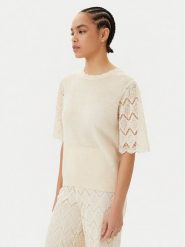 TWINSET Sweter 251TP3341 Beżowy Regular Fit. Brązowe swetry Twinset, xl, bez wzorów, z bawełny, bez ramiączek. Za 637.24 zł.