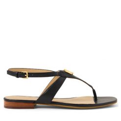 Sandały LAUREN RALPH LAUREN. Czarne sandały Lauren Ralph Lauren, bez wzorów, bez obcasa, na płaskiej podeszwie, bez zapięcia. Za 629.99 zł.