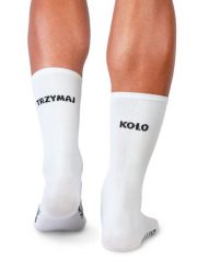 Skarpety Kolarskie Trzymaj Koło White. Białe skarpetki LUXA, bez wzorów, z elastanu. Za 49.90 zł.