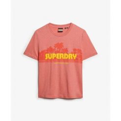 T-shirt casual w paski dla kobiet Superdry. Brązowe t-shirty Superdry, bez wzorów, casualowe, bez kołnierzyka, bez ramiączek. Za 147.15 zł.