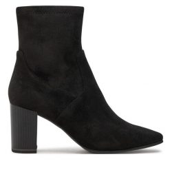 Botki Caprice. Czarne botki Caprice, bez wzorów, bez obcasa, na słupku, bez zapięcia. Za 269.99 zł.