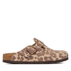 Klapki Birkenstock. Brązowe klapki Birkenstock, bez wzorów, bez obcasa, bez zapięcia. Za 764.99 zł.