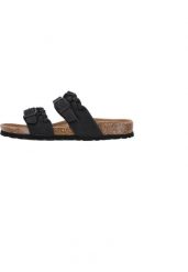 Sandały damskie Cruz Sapta Cork. Czarne sandały CRUZ, bez wzorów, z materiału, eleganckie, bez obcasa, bez zapięcia. Za 185.45 zł.