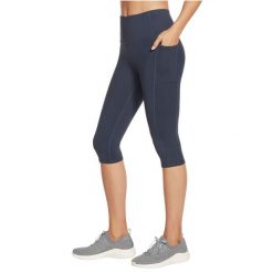 Rajstopy damskie Skechers GO WALK High Waisted Capri. Niebieskie rajstopy Skechers, bez wzorów, z materiału. Za 390.00 zł.
