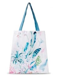 Descanso Shopper bag "Verdi" w kolorze biało-niebieskim - 40 x 45 cm rozmiar: 40x45 cm. Białe shopper bag Descanso, bez wzorów, z materiału, na ramię, bez dodatków. Za 34.93 zł.