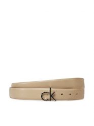 Calvin Klein Pasek Damski Ck Buckle Belt 3.0_Smooth K60K613156 Beżowy. Brązowe paski Calvin Klein, bez wzorów, ze skóry. Za 129.99 zł.