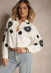 Beżowa Koszula z Bawełny Ozdobiona Haftem Erisienna. Brązowe koszule Renee, l, z aplikacjami, z bawełny, eleganckie, bez kołnierzyka, bez ramiączek. W wyprzedaży za 90.99 zł.