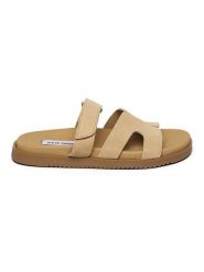 Steve Madden Skórzane klapki w kolorze beżowym rozmiar: 40. Brązowe klapki Steve Madden, bez wzorów, ze skóry, klasyczne, z otwartym noskiem, bez obcasa, bez zapięcia. Za 195.45 zł.