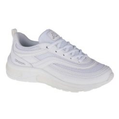 Buty Kappa Squince W 242842-1010 białe. Białe buty treningowe bez wzorów, z gumy, bez zapięcia. W wyprzedaży za 252.67 zł.