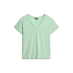 Koszulka damska z dekoltem w serek z haftem Superdry Slub. Zielone t-shirty sportowe Superdry, bez wzorów, bez ramiączek. W wyprzedaży za 107.30 zł.